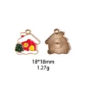 Vue détaillée du pendentif maison de Noël, charme émaillé en alliage 18x18mm, 1,27g. - Maison de Noël B