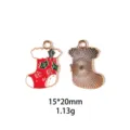 Breloque chaussette de Noël en émail métallique pour fabrication de bijoux collier et porte-clés. - Chaussette de Noël