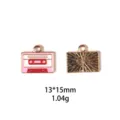 Pendentif breloque cassette émaillé en alliage, style musique rétro accessoire bijoux DIY 13x15mm. - #35 Motif