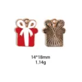 Pendentif en métal boîte cadeau de Noël émaillée pour fabrication de bijoux DIY 14x18mm. - Boîte cadeau rouge
