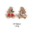Vue détaillée pendentif breloque bricolage alliage métal cloche Noël émail rouge vert perles. - Cloche Exquise