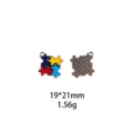 Pendentif breloque puzzle en alliage DIY accessorie de bijoux émail coloré pour porte-clés - #7 Style Puzzle Quatre Couleurs / Argent