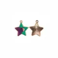 Detail view of two-tone enameled star metal pendant, DIY jewelry making charm accessory. - Purple Star