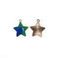 Close-up detail of the starry alloy pendant charm, showing front enamel texture and back. - Blue Pentagram