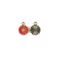 Red daisy enamel metal charm pendant DIY jewelry accessories crafts making supplies - Red Flower