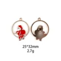 Pendentif breloque en alliage emaille motif Pere Noel pour la creation de bijoux DIY 25x32mm - Taille US 6