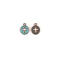 Vue détaillée de pendentifs croix ajourés en alliage DIY avec émail bleu et finitions métalliques. - Taille US 8