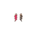 Close-up of alloy lightning bolt enamel charms, fine metal detail and vibrant colors. - Rose Red Lightning