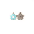 Cute enamel flower charms set for DIY jewelry making, keychains, and bag pendants. - Blue