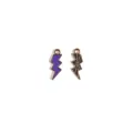 Detail view of DIY lightning bolt enamel alloy charms for keychain necklace jewelry crafting. - Purple Lightning