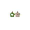 Enamel flower charms daisy pendants alloy DIY jewelry making accessories keychains 2pcs - Green