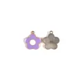 Enamel five-petal flower alloy DIY jewelry charm pendant accessory detail view. - Purple