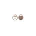 Close-up detail of heart shaped lock charms, alloy metal and enamel DIY jewelry accessories. - Heart Lock / White
