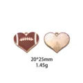 Close up detail of rugby heart alloy pendant, 20x25mm DIY enamel jewelry making charm. - US Size 6