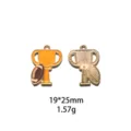 Closeup of alloy football trophy charm pendant, enamel dripping details, size 19x25mm. - US Size 9