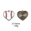 Pendentif cœur baseball émail alliage 21x24mm accessoire fabrication bijoux DIY art - Taille US 9