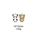 Vue détaillée du pendentif en alliage de panda émaillé noir et blanc, recto et verso visibles. - Style Panda (#12)