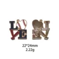 Pendentif émail alliage amour baseball breloque accessoire bijoux porte-clés 22x24mm - Perle Globe