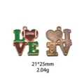 Detailed shot of enamel rugby heart alloy DIY charm pendant, showing double-sided design. - Floral & Stripe