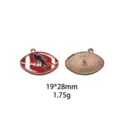 Detailed view of a football sports alloy enamel DIY pendant for keychains and bag charms. - Pink Unicorn