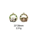 Joli pendentif en alliage de métal panda bambou accessoire bijoux DIY 25x28mm - Style Panda Mignon Feuilles de Bambou (#15)