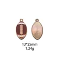 Football enamel alloy charm detail view, showing front pattern and textured back side. - Size #16