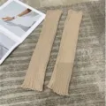 Solid knit leg warmers for women, cozy khaki winter calf socks for stylish daily wear. - 40CM / Khaki