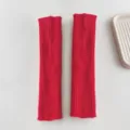 Red knitted leg warmers for women, solid color ribbed calf socks for daily wear and style. - 40CM / Red