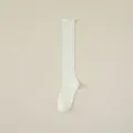 White Japanese style ruffle knee high socks for women, cute lace trim ribbed design for boots. - Pure White