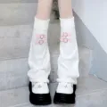 Carini scaldamuscoli in maglia stile giapponese JK con fibbie a cuore rosa, calzini Y2K. - Bianco Latte con Fibbia Rosa