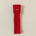 Red knitted leg warmers for women, winter retro cuffed slouch boot socks with metal tag. - One Size / Red