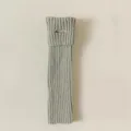 Ribbed knit leg warmers for women, cozy winter autumn boot cuffs with metal tag detail. - One Size / Gray