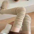 Damen dicke Strick Overknee Beinstulpen Herbst Winter kuschelige lange Stiefelsocken - Einheitsgröße (Gefütterte und verdickte Overknee-Strümpfe) / Khaki