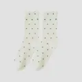 Chaussettes à pois à volants de style japonais pour femmes, chaussettes mi-mollet élégantes. - Taille unique / Blanc Lait
