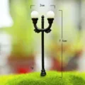 Miniature black double head street lamp for DIY moss micro landscape succulent garden decor. - Double Lamp - Round Lamp Upward