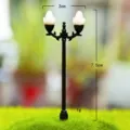 Miniature plastic double head street lamp for moss micro landscape DIY garden decor detail. - Double Lamp - Lotus Lamp