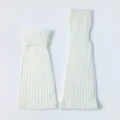 White ribbed knit leg warmers, cozy winter warm slouch socks for stylish daily outfits. - White