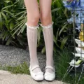 Calcetines blancos de encaje hasta media pantorrilla mujer primavera estilo ballet - Talla única / Beige