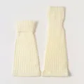 Knit leg warmers for women, cozy winter slouch socks, stylish ribbed calf warmers. - Beige