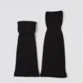Black knitted leg warmers for women, cozy winter slouch socks for boots and shoes. - Black