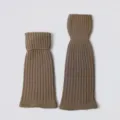 Brown ribbed knit leg warmers for women autumn and winter warm calf socks daily wear - Tan
