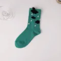 Frühling Sommer neue Damen Wadenstrümpfe grün süße Wolke Regentropfen Muster lässige Socken - Grün