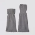 Grey ribbed knit leg warmers for women, cozy winter thermal socks, stylish everyday wear. - Light Gray