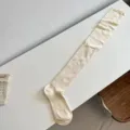Einfarbige vertikale Streifen Overknees Strümpfe, Herbst Winter lässige lange Beine beige Socken. - Einheitsgröße / Beige