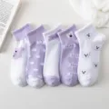 Damen süße lila kurze Socken Frühling Sommer atmungsaktive Baumwolle süße Bär Sneakersocken - Stil 1