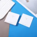 Tarjetas de presentacion de joyeria cuadradas blancas con texto de agradecimiento. - Cartón de 8x8cm
