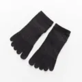 Women's black five-toe mesh socks, cotton short ankle socks, breathable solid color design. - Black