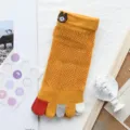 Cotton five-toe socks cute mesh short socks yellow split toe casual hosiery for women. - One Size / Yellow