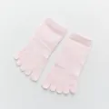 Women pink mesh five-toe socks, short tube cotton solid color breathable summer socks style. - Pink
