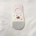 Women's invisible low-cut sock variant, featuring cute cartoon cat embroidery and colorful dots. - One Size / Animal Color Patchwork